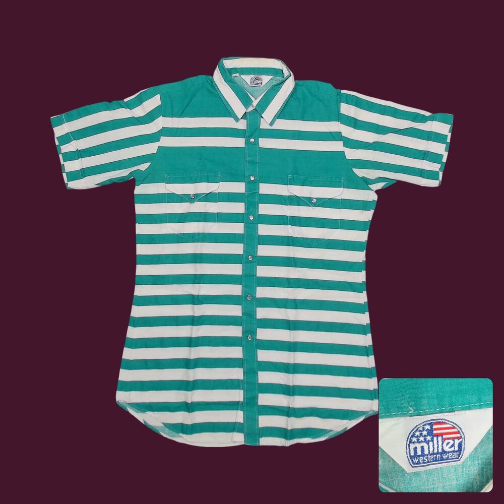 Miller Western Wear Vintage 90s Pearl Snap Striped Shirt Medium